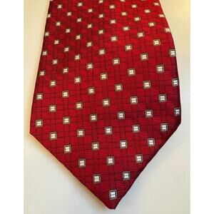 G.J. Cahn Signature Edition Red Men's Tie with Geometric Pattern